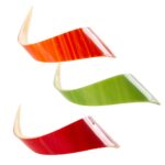 Bucle asortate trei culori: roșu, portocaliu, verde, 9 cm, 98 buc