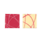 Plăcuțe din ciocolată albă cu linii albe și roz, 3x3 cm, 264 buc